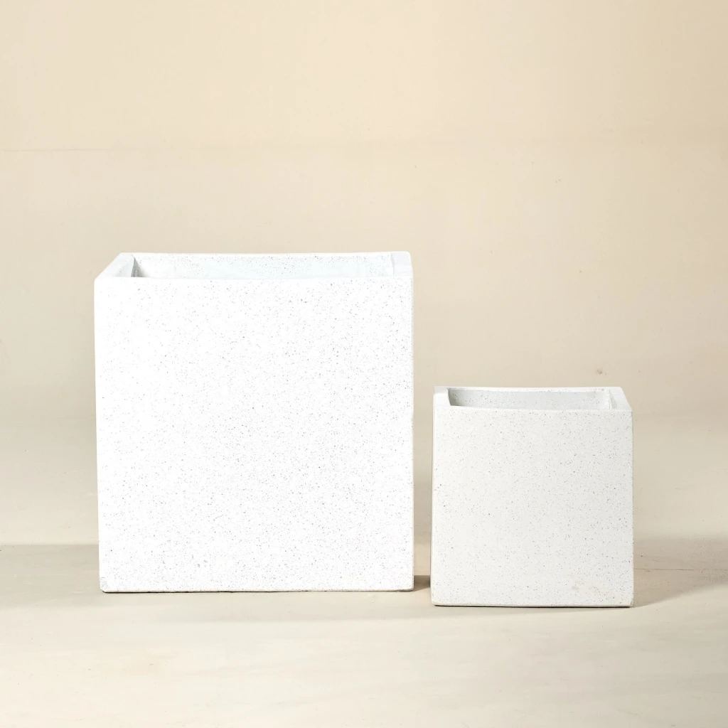 Outdoor Pot – Terrazzo Cube White 3 Outdoor Pot – Terrazzo Cube White