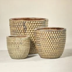 Outdoor Pot – Dimple Egg Yellow