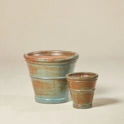 Ringed Camelia Pot – Antique Green